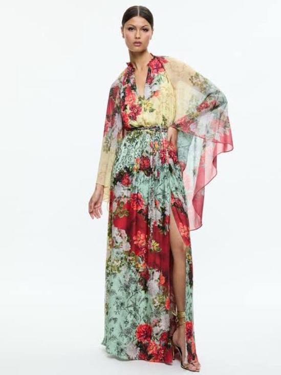 Alice + Olivia Dresses & Skirts - Alice + Olivia Multi-Color Floral Chiffon Maxi Dress